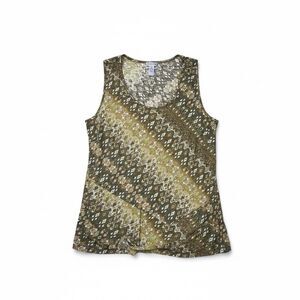 Dress Barn Womens Tunic Tank Top Size 3X Olive Green Tiered Layered Sleeveless